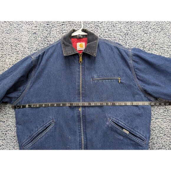 VTG Carhartt Detroit Denim Trucker Jacket Quilt Lined Size M Full Zip Distressed - Picture 16 of 16